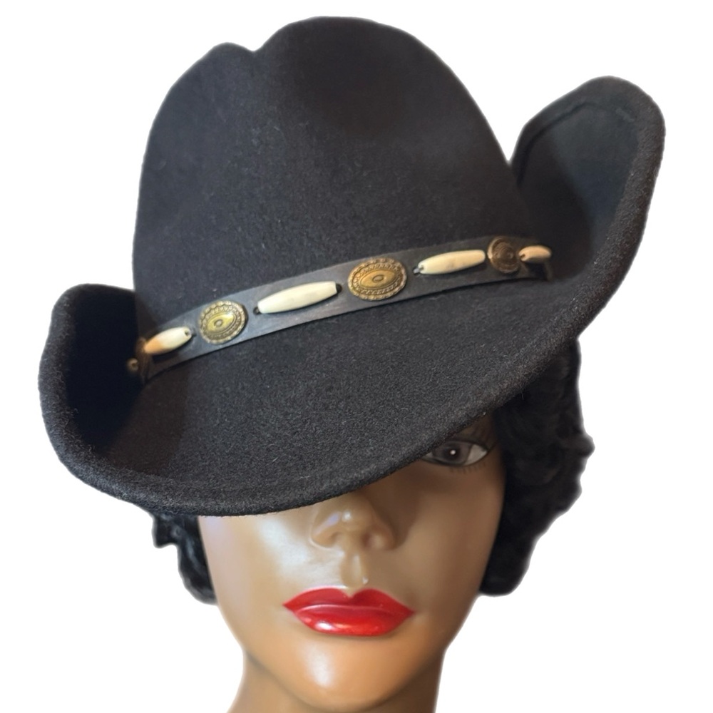 Vintage Black Wool Scala Western Hat